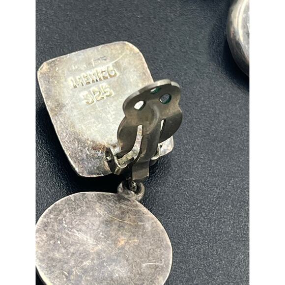 MEXICO Stamped Sterling Vintage 925 Silver Dangle Inlay Black Onyx Clip
Earrings - Picture 9 of 10